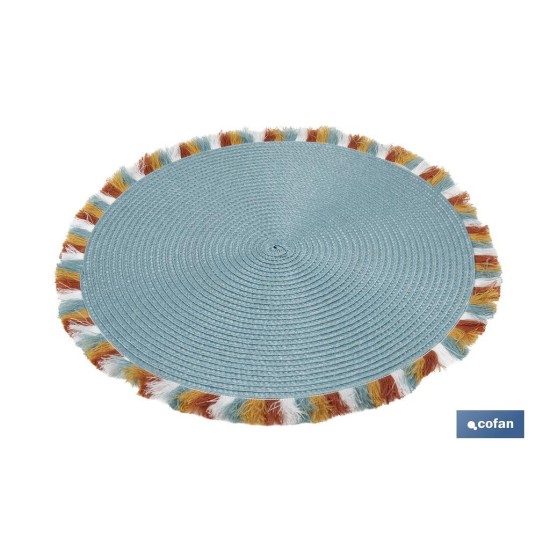 BAJOPLATO REDONDO DE COLOR AZUL MEDIDA 38 CM