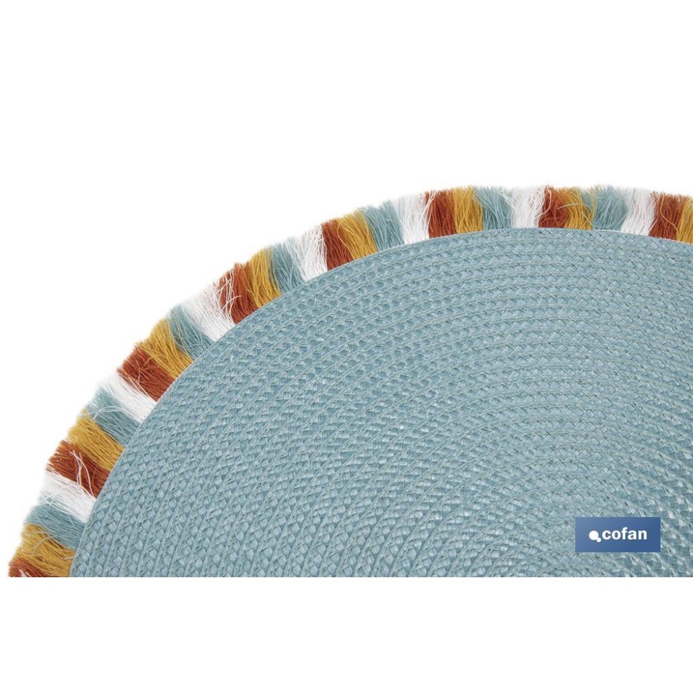 BAJOPLATO REDONDO DE COLOR AZUL MEDIDA 38 CM