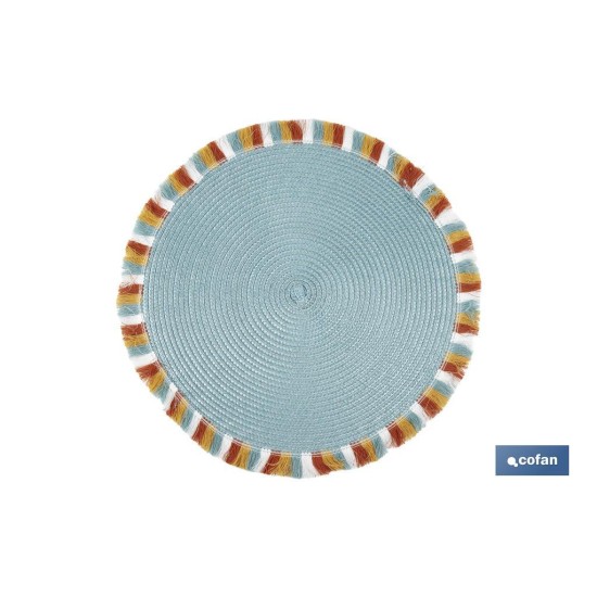 BAJOPLATO REDONDO DE COLOR AZUL MEDIDA 38 CM