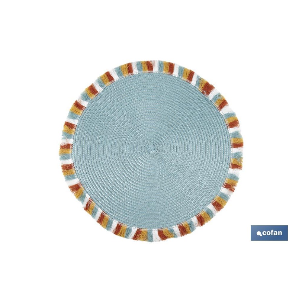 BAJOPLATO REDONDO DE COLOR AZUL MEDIDA 38 CM