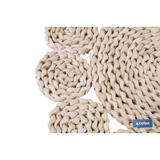 BAJOPLATO FORMA CIRCULOS  FIBRA NATURAL MEDIDA 35 CM