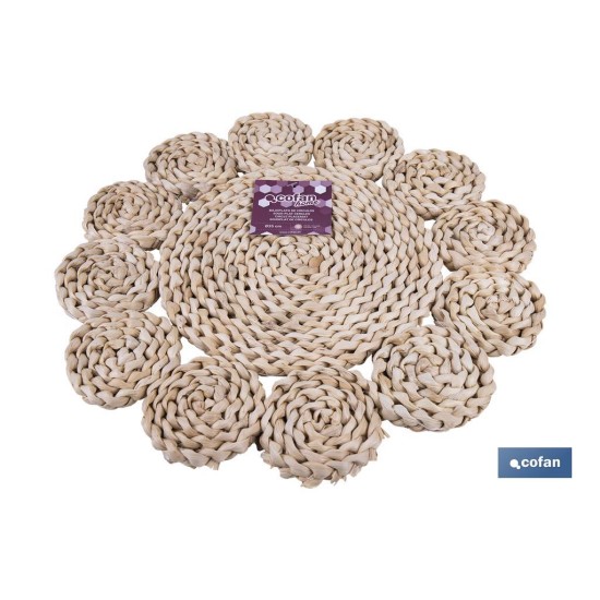 BAJOPLATO FORMA CIRCULOS  FIBRA NATURAL MEDIDA 35 CM