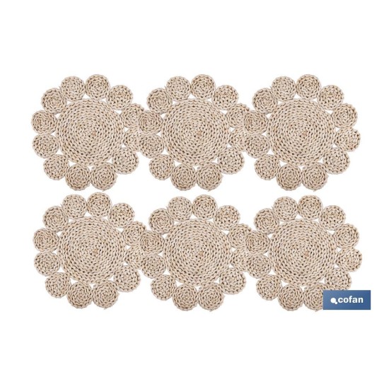 BAJOPLATO FORMA CIRCULOS  FIBRA NATURAL MEDIDA 35 CM