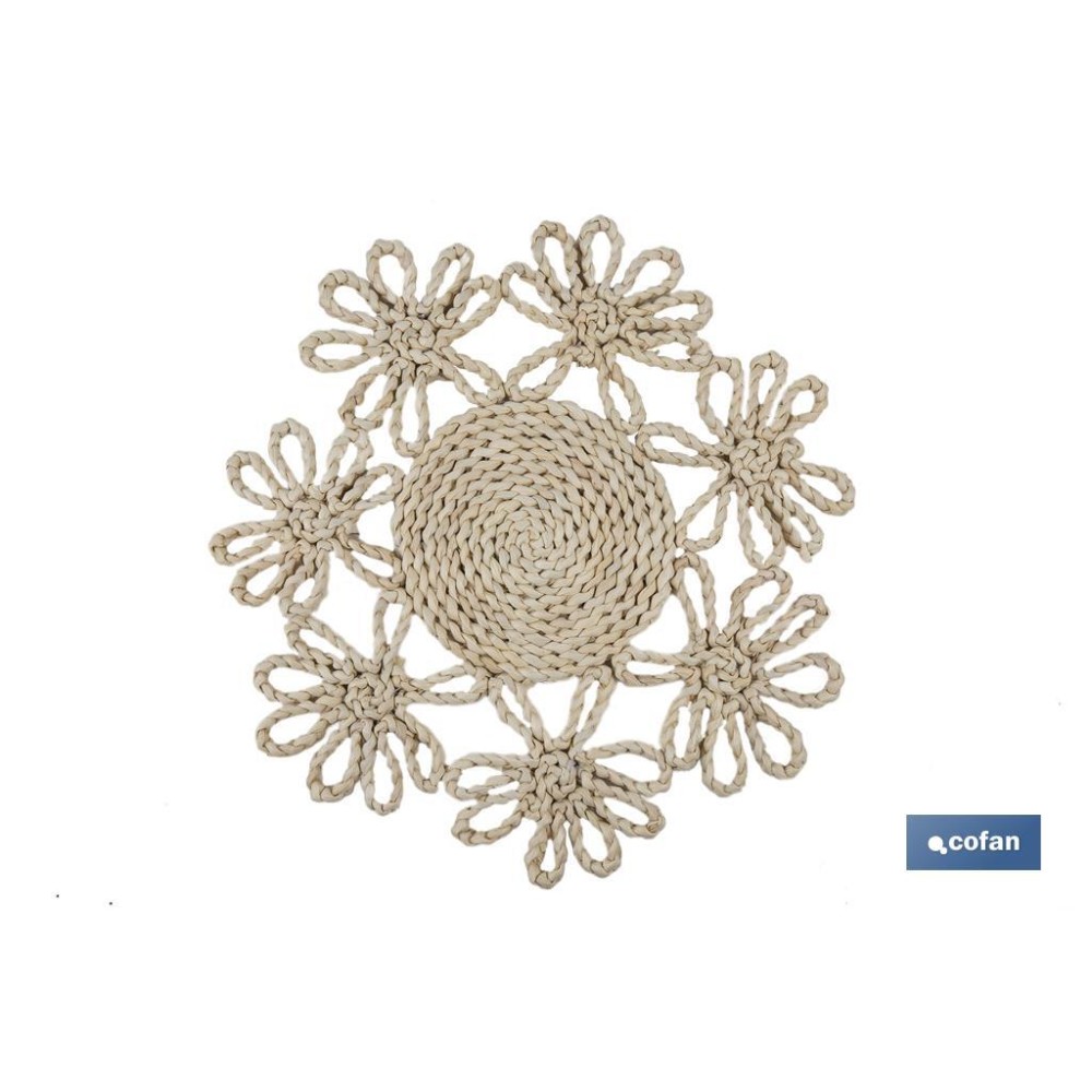 BAJOPLATO FORMA FLOR  FIBRA NATURAL MEDIDA 35 CM