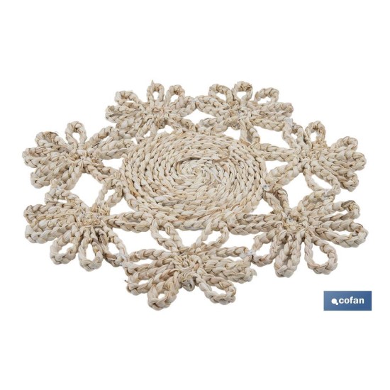 BAJOPLATO FORMA FLOR  FIBRA NATURAL MEDIDA 35 CM