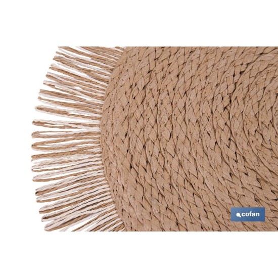 BAJOPLATO REDONDO FLECOS DE COLOR NATURAL MEDIDA 38 CM