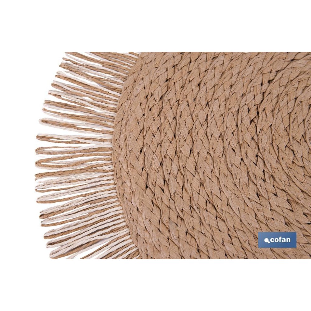 BAJOPLATO REDONDO FLECOS DE COLOR NATURAL MEDIDA 38 CM