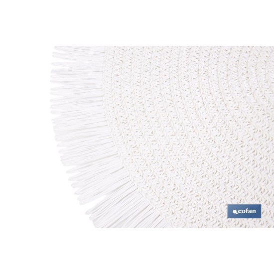 BAJOPLATO REDONDO FLECOS DE COLOR BLANCO MEDIDA 38 CM
