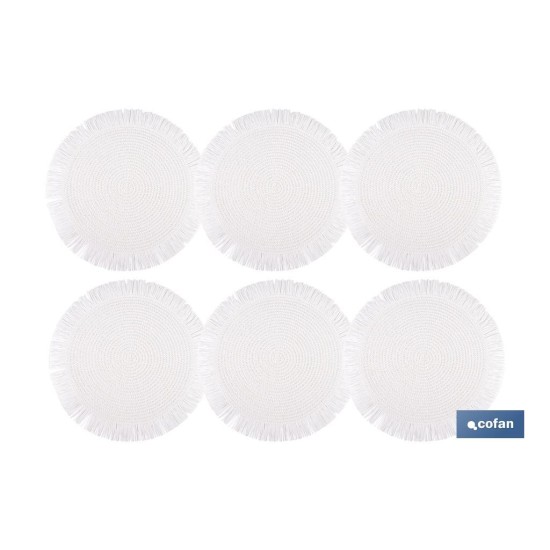 BAJOPLATO REDONDO FLECOS DE COLOR BLANCO MEDIDA 38 CM