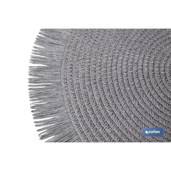 BAJOPLATO REDONDO FLECOS DE COLOR GRIS  MEDIDA 38 CM
