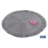 BAJOPLATO REDONDO FLECOS DE COLOR GRIS  MEDIDA 38 CM