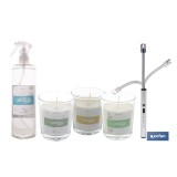 PACK DE 3 VELAS,ENCENDEDOR ELECTRICO,BRUMA TEXTIL