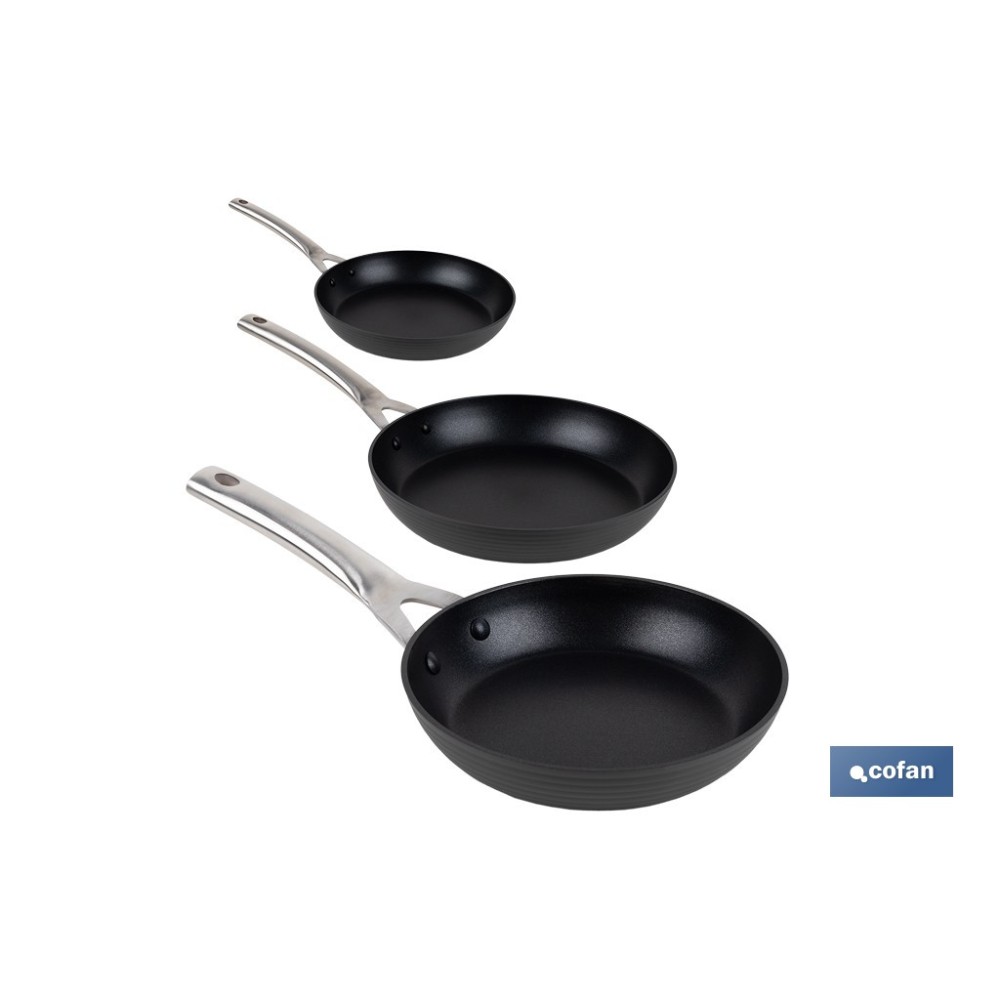 PACK DE 3 SARTENES FULL INDUCCIÓN ALUMINIO FORJADO 20 24 28 CM