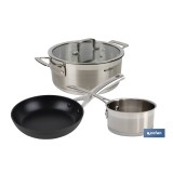PACK DE CACEROLA INDUCCIÓN 4.3 L, CAZO 1L INDUCCIÓN, SARTEN INDUCCIÓN 20 CM