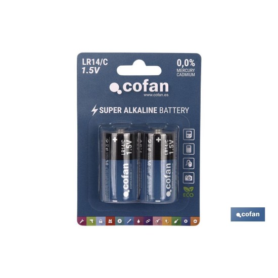 BLÍSTER DE 2 PILAS ALCALINAS LR14/C VENTA UNITARIA