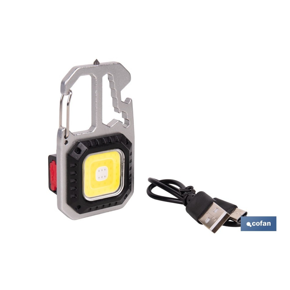 LLAVERO LINTERNA MULTIFUNCIONAL COB 400 LM CON 7 FUNCIONES