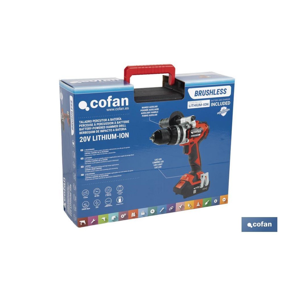 TALADRO PERCUTOR A BATERÍA Li-ion 20 V 2000 RPM 80 Nm
