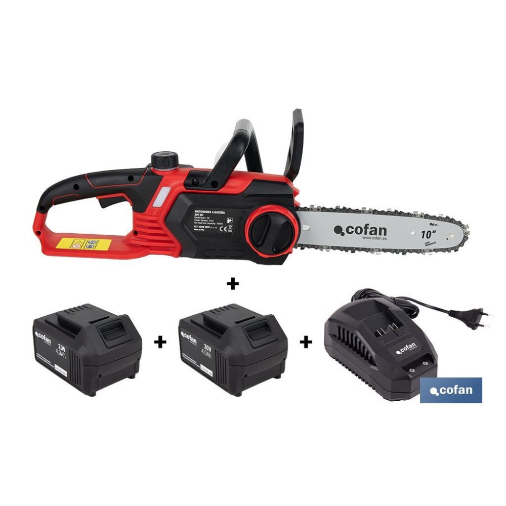 CONJUNTO MOTOSIERRA A BATERÍA 20 V + BATERÍA ADICIONAL 20 V 4.0 Ah