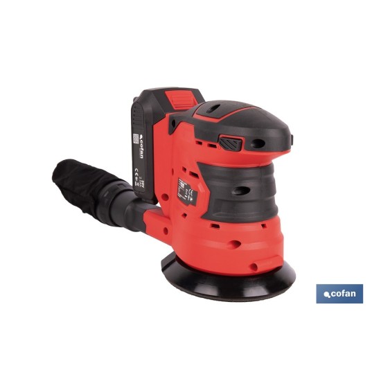 LIJADORA ORBITAL A BATERÍA Li-ion 20 V 125 MM 10000 RPM