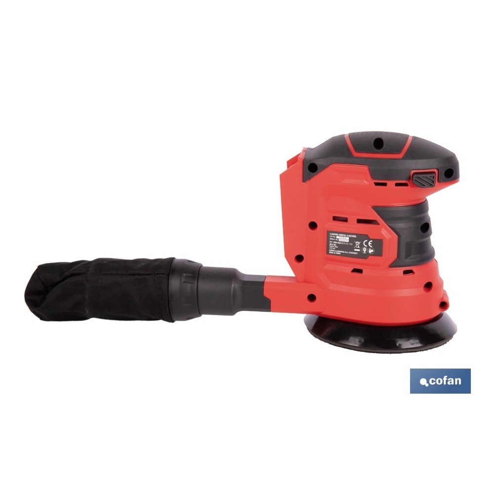 LIJADORA ORBITAL A BATERÍA Li-ion 20 V 125 MM 10000 RPM SIN CARGADOR NI BATERÍA