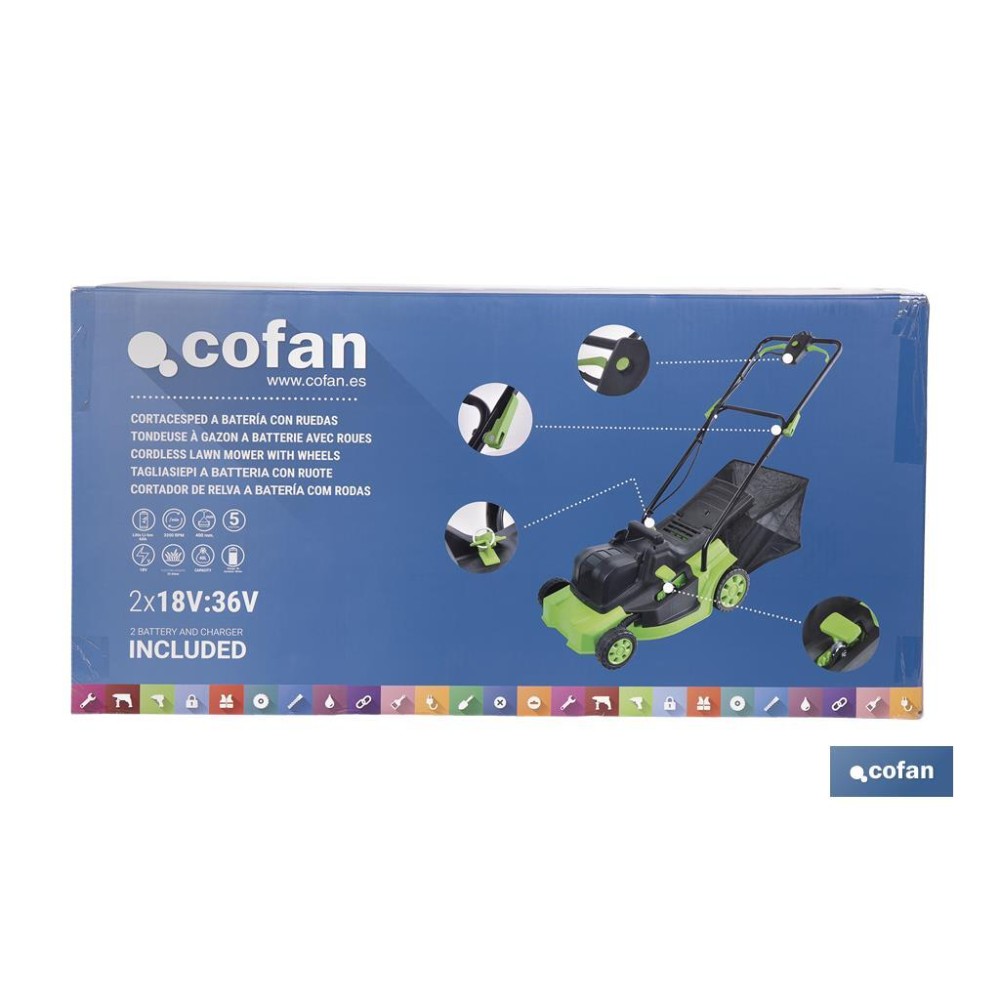 CORTACESPED ELÉCTRICO CON RUEDAS REACONDICIONADO 36V 3200 RPM 5 POSICIONES DE CORTE