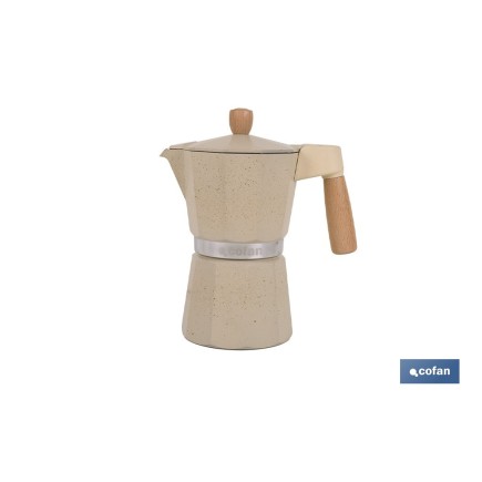 CAFETERA ITALIANA DE INDUCCIÓN NEGRA CON GRANITO 6 TAZAS