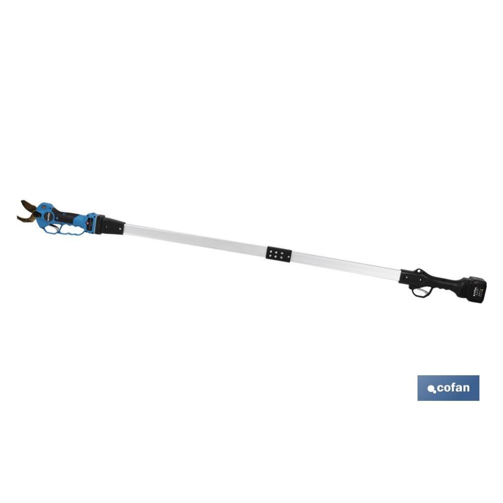 CONJUNTO TIJERAS DE PODAR A BATERÍA + PÉRTIGA EXTENSIBLE 130 CM