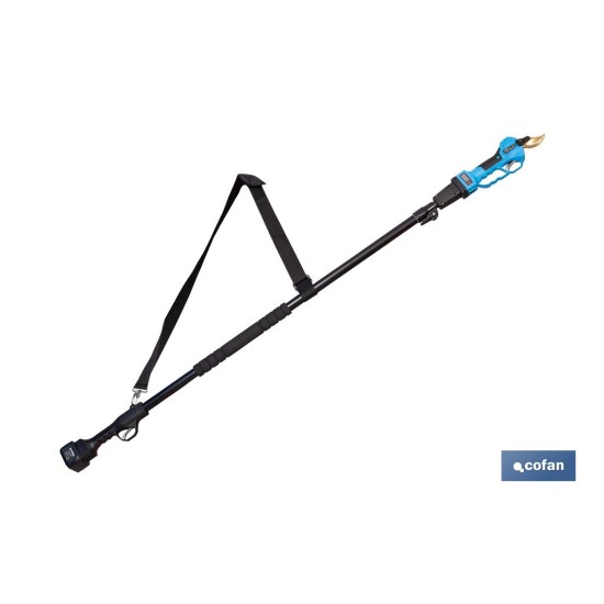 CONJUNTO TIJERAS DE PODAR A BATERÍA + PÉRTIGA EXTENSIBLE 140 - 207 CM