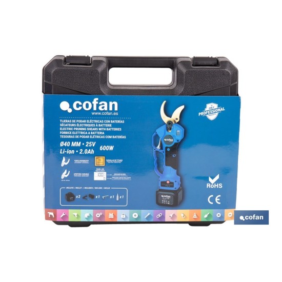CONJUNTO TIJERAS DE PODAR A BATERÍA + PÉRTIGA EXTENSIBLE 140 - 207 CM