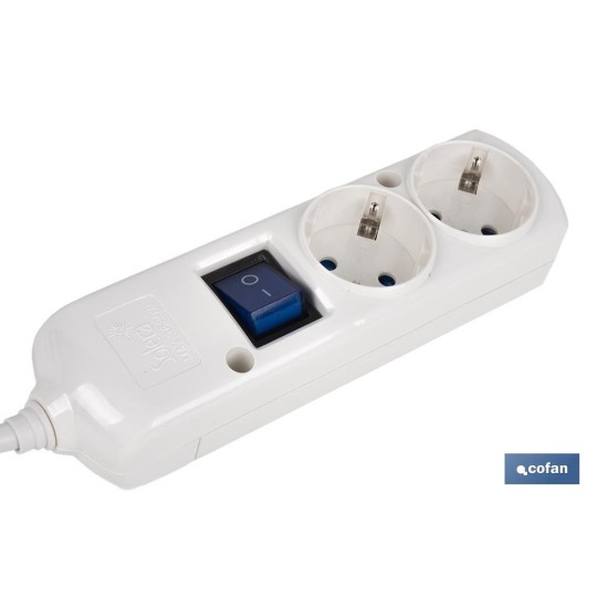 BASE BIPOLAR 2 TOMAS Y PROLONGACIÓN 1,5M CON INTERRUPTOR LUMINOS 16A250V