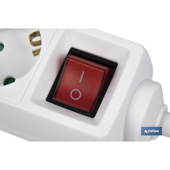BASE MÚLTIPLE 5T. 1,4M CABLE C/INT. (16A-250V)