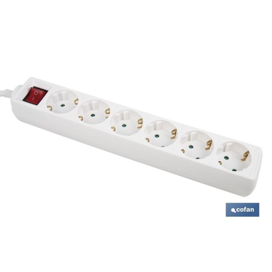 BASE MÚLTIPLE 6T. 1,4M CABLE C/INT. (16A-250V)