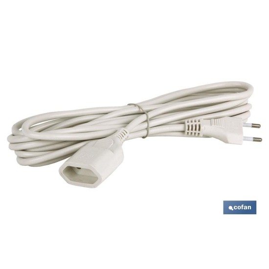 PROLONGADOR BIPOLAR 10A250V ESPIGAø4 CABLE 5M BLANCO
