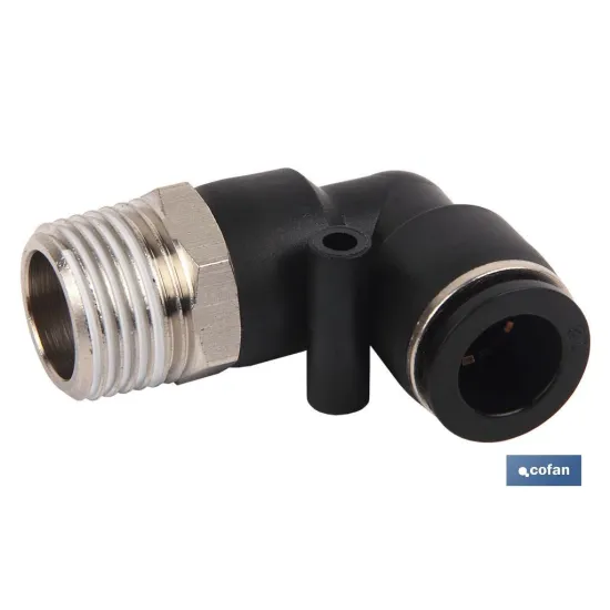 RACOR ROSCADO CODO PLASTICO T-6, R-3/8