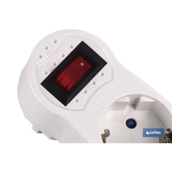 ADAPTADOR 3 VIAS FRONTAL SCHUKO CON INTERRUPTOR (3.500w)