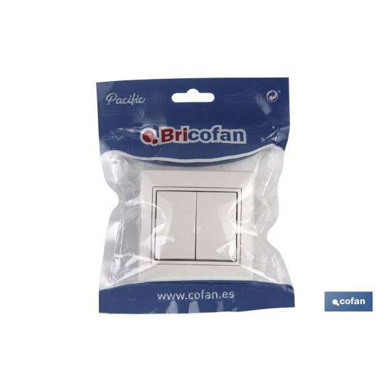 DOBLE INTERRUPTOR-CONMUTADOR EMPOTRAR MODELO PACIFIC (BL)
