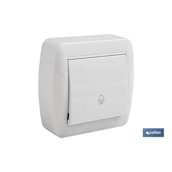 PULSADOR CAMPANA SUPERFICIE MODELO ATLANTIS 10A BLANCO