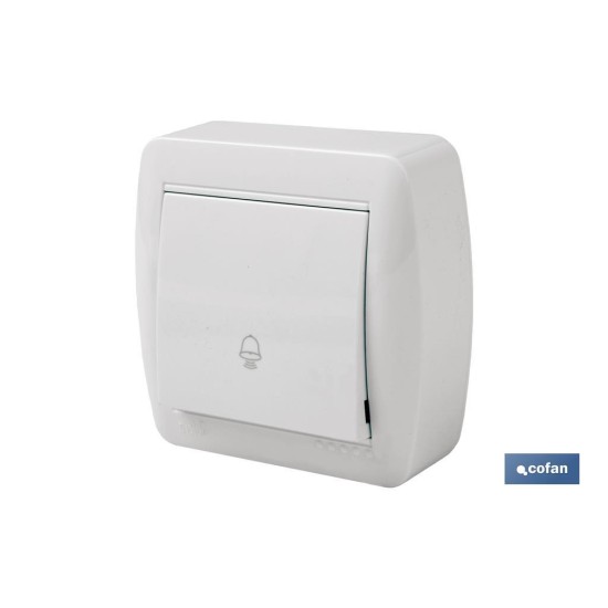 PULSADOR CAMPANA SUPERFICIE MODELO ATLANTIS 10A BLANCO