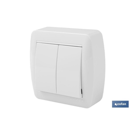DOBLE INTERRUPTOR SUPERFICIE  MODELO ATLANTIS10A BLANCO