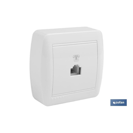 BASE TELEFONO RJ11 SUPERFICIE BLANCO MODELO ATLANTIS