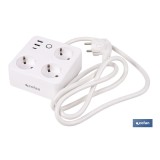 REGLETA INTELIGENTE CON 3 TOMAS Y 2 PUERTOS USB Y TIPO C
