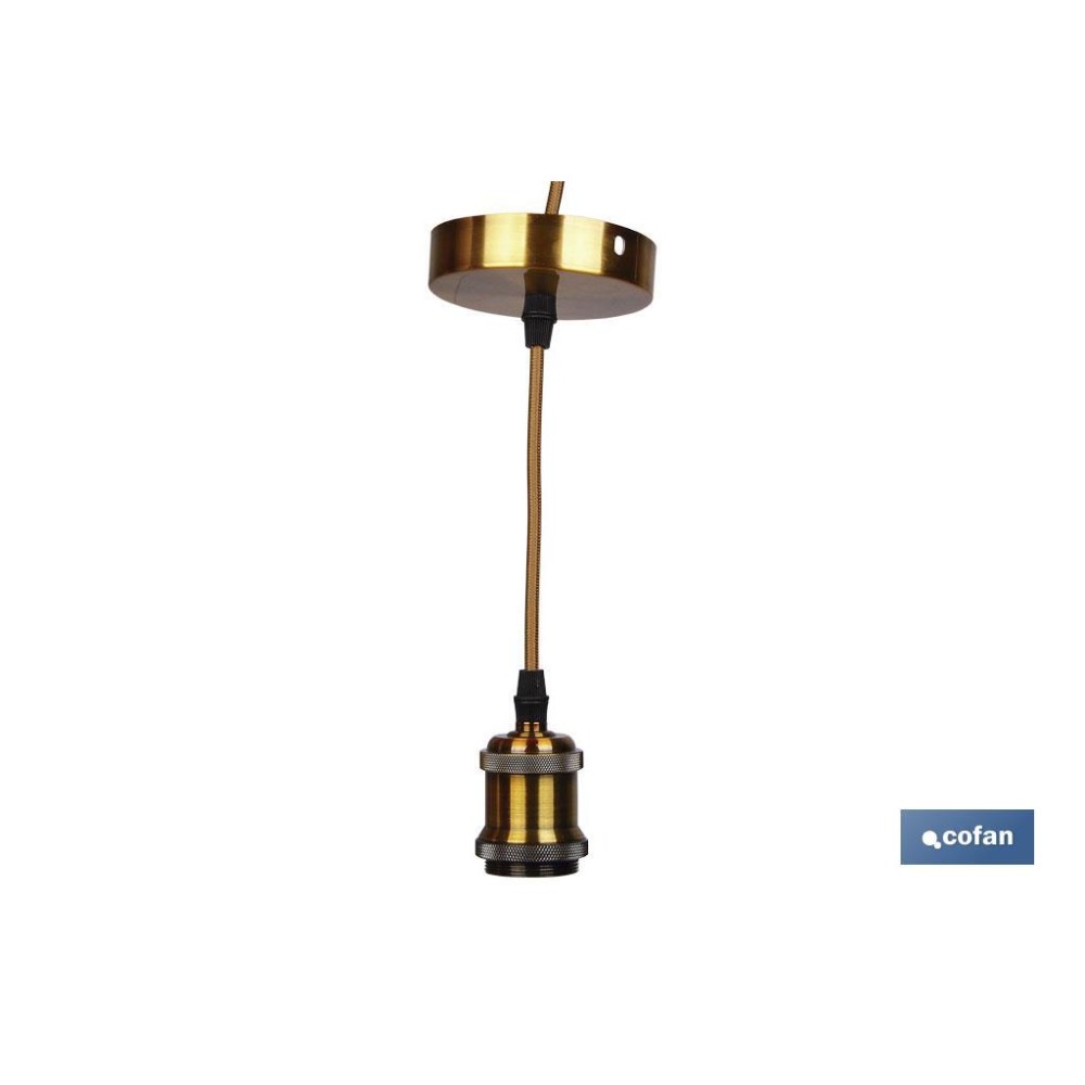 PORTALAMPARAS (cable+rosetón)  ORO E27 100X10CM