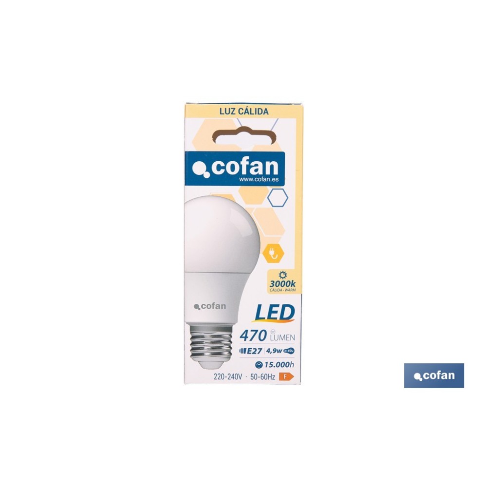 BOMBILLA LED CLASSIC E27 4.9 W 470 LM 3000 K