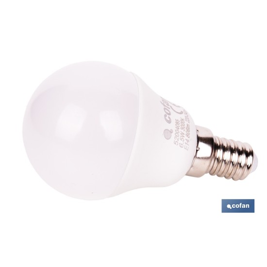BOMBILLA LED ESFÉRICA E14 6.5 W 806 LM 3000 K