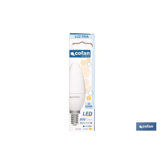 BOMBILLA LED VELA 6.5 W E14 806 LM 6500 K