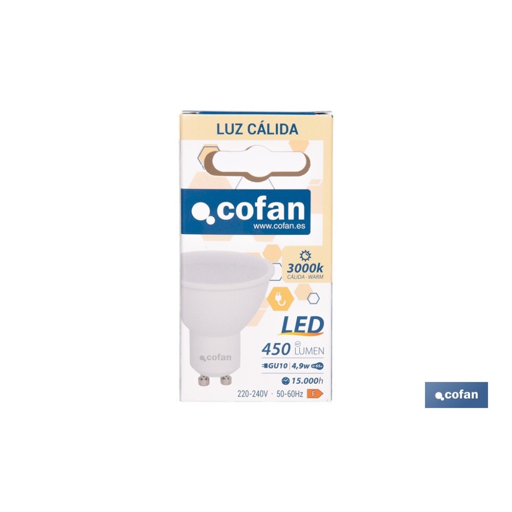 BOMBILLA LED GU10 4.9 W 450 LM 3000 K