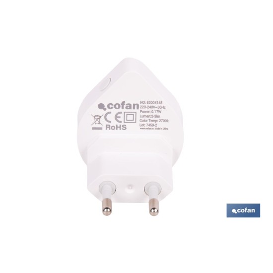 LÁMPARA LED QUITAMIEDOS CON SENSOR 0,17 W IP20 2700 K 55 X 48 X 59 MM