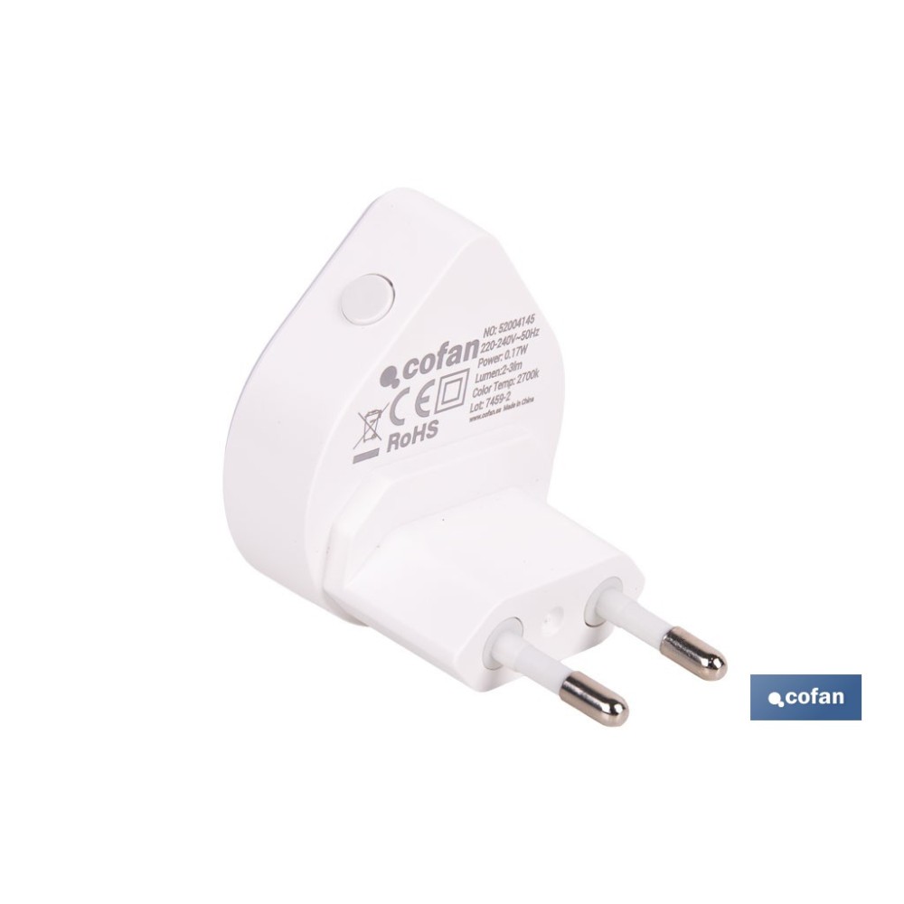 LÁMPARA LED QUITAMIEDOS CON SENSOR 0,17 W IP20 2700 K 55 X 48 X 59 MM