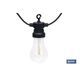 GUIRNALDA DE BOMBILLAS LED 10 UDS. CON PANEL SOLAR A19 3,7 V 1,2 Ah IP44 2700 K 4,5 + 3 M