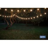 GUIRNALDA DE BOMBILLAS LED 10 UDS. CON PANEL SOLAR A19 3,7 V 1,2 Ah IP44 2700 K 4,5 + 3 M